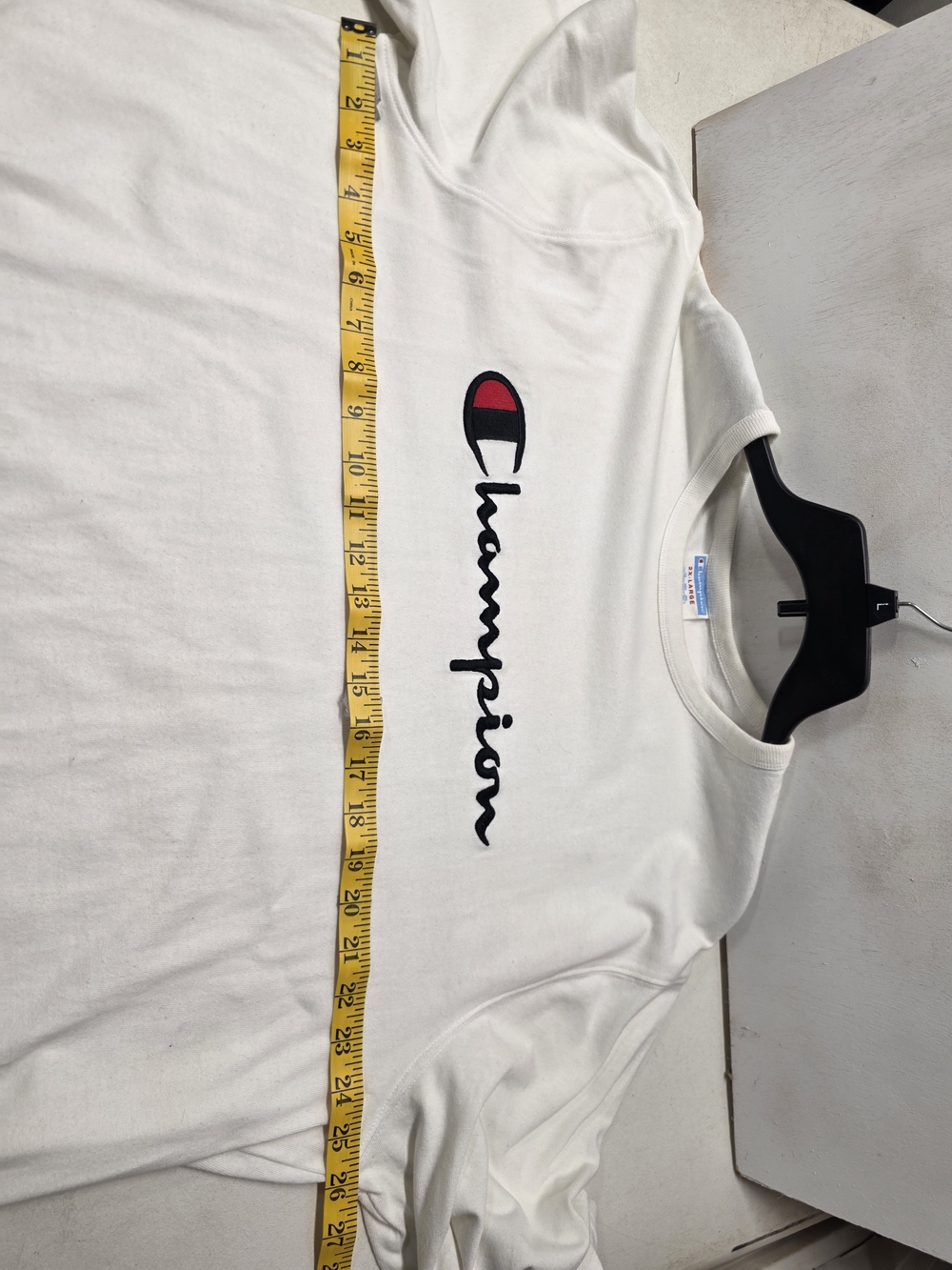 Vintage Y2K Champion T Shirt Mens 2XL White Embroidered Script Logo Spellout XXL - Picture 8 of 10